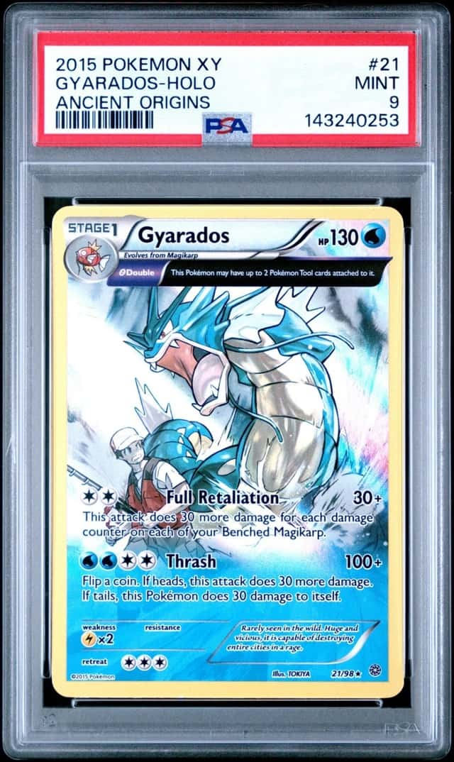 2015 POKEMON XY ANCIENT ORIGINS #21 GYARADOS-HOLO PSA 9