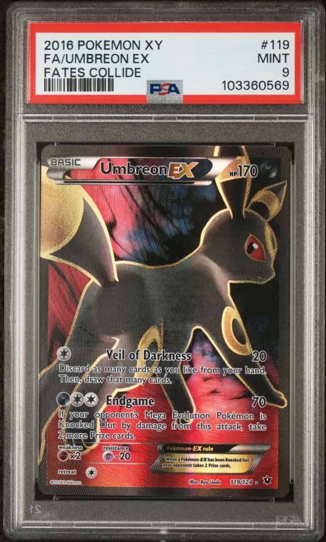 2016 POKEMON XY FATES COLLIDE #119 FULL ART/UMBREON EX PSA 9