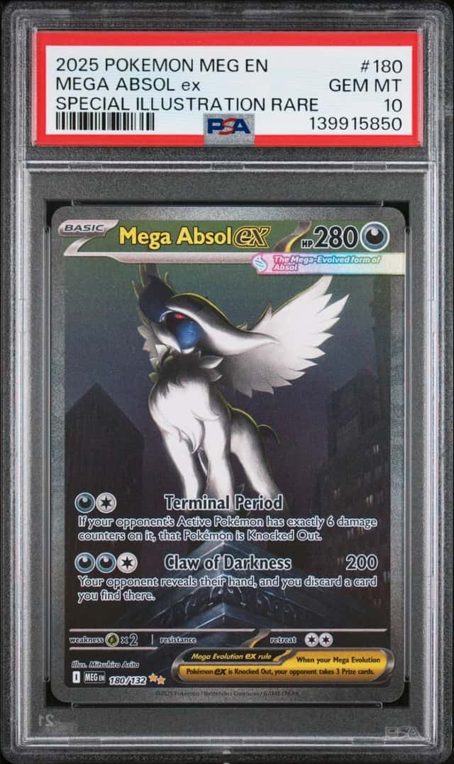 2025 POKEMON MEGA EVOLUTION SPECIAL ILLUSTRATION RARE #180 MEGA ABSOL EX PSA 10