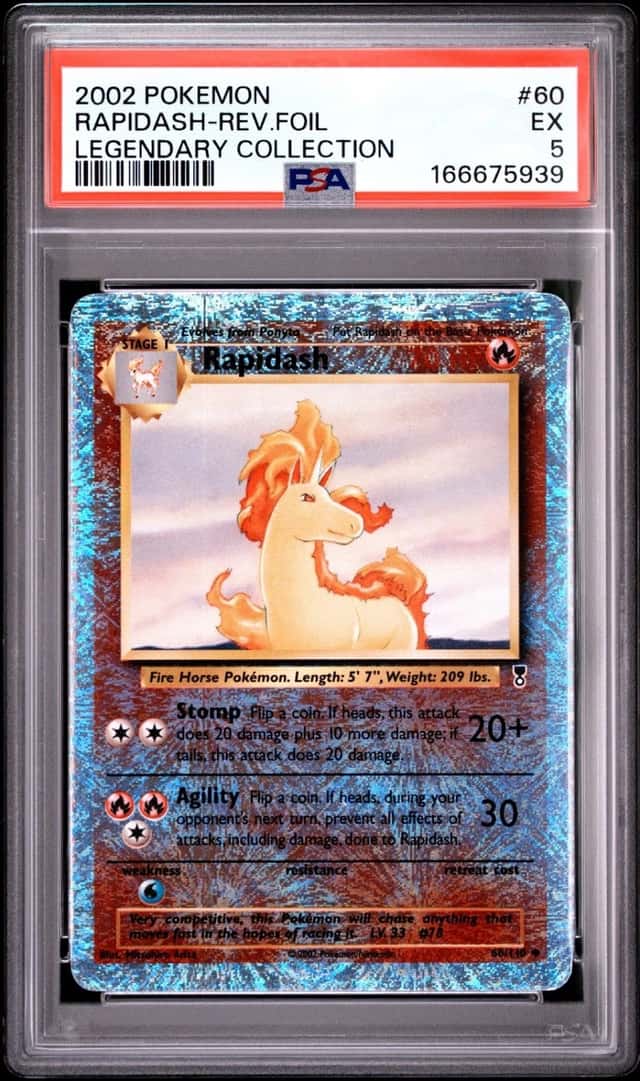 2002 POKEMON LEGENDARY COLLECTION #60 RAPIDASH-REVERSE FOIL PSA 5