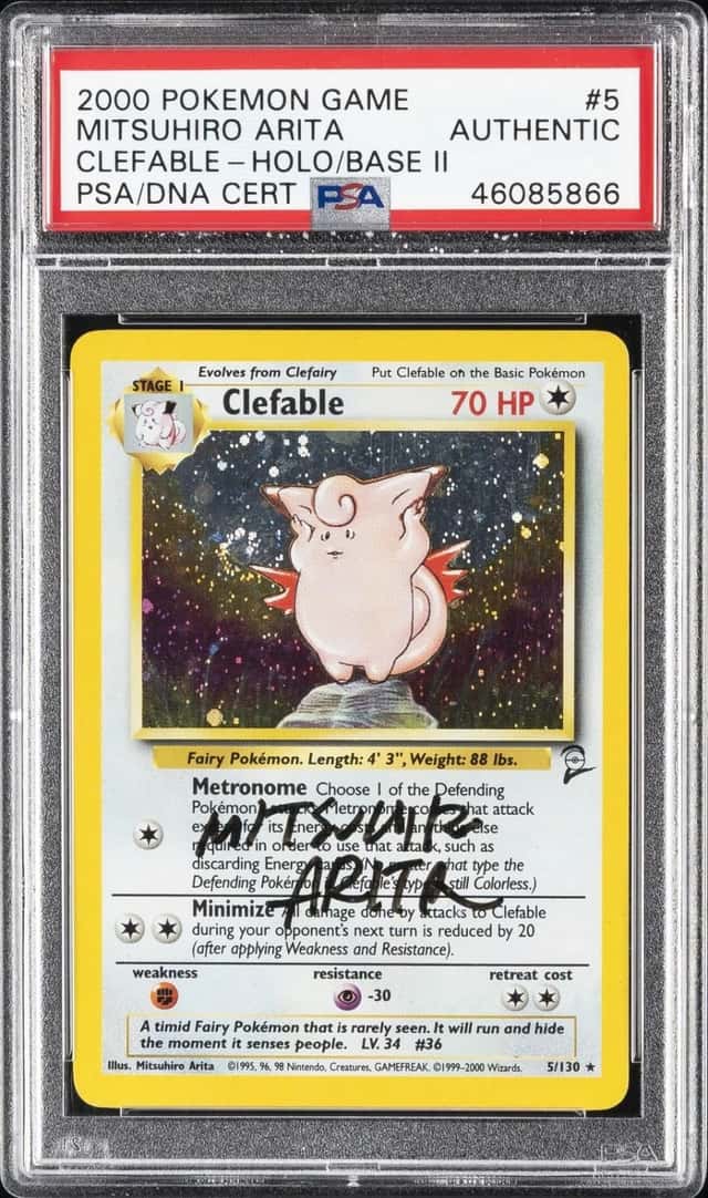 2000 POKEMON BASE SET 2 ARITA SIGNED CLEFABLE-HOLO PSA AUTHENTIC AUTO AUTHENTIC