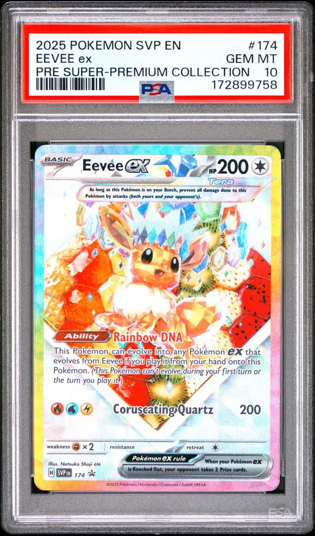 2025 POKEMON PRISMATIC EVOLUTIONS SUPER-PREMIUM COLLECTION EEVEE EX PSA 10