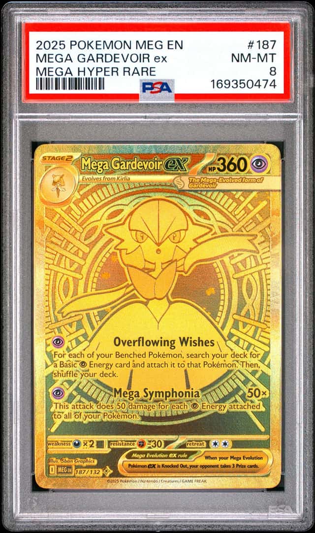 2025 POKEMON MEG EN-MEGA EVOLUTION MEGA HYPER RARE #187 MEGA GARDEVOIR EX PSA 8
