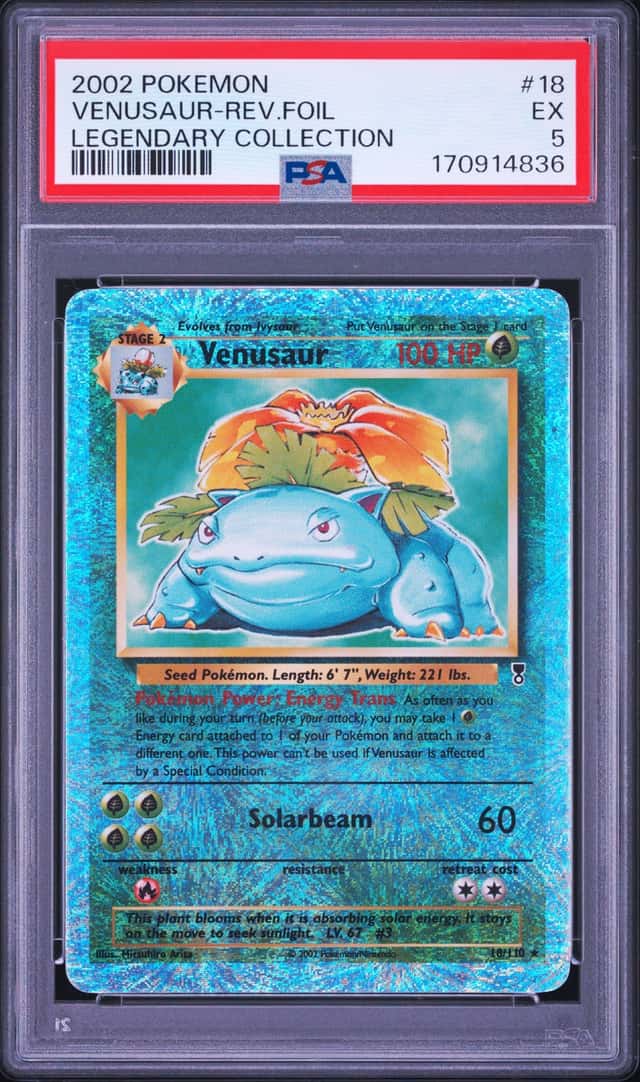 2002 Pokemon Legendary Collection Reverse Foil Venusaur #18/110 PSA 5
