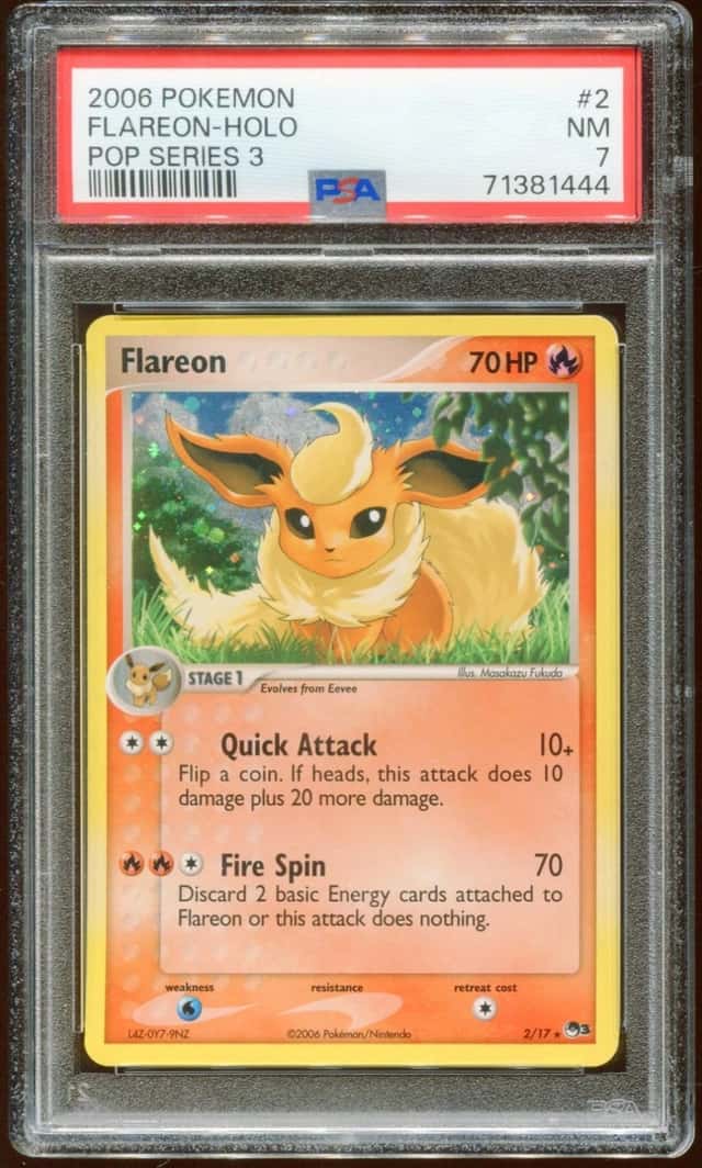 2006 POKEMON POP SERIES 3 FLAREON #2/17 RARE PROMO HOLO FOIL PSA 7 E10