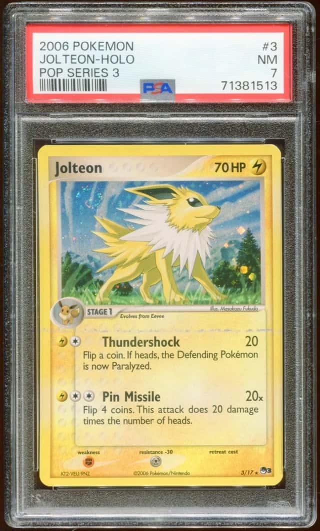 2006 POKEMON POP SERIES 3 JOLTEON #3/17 RARE PROMO HOLO FOIL PSA 7 E10
