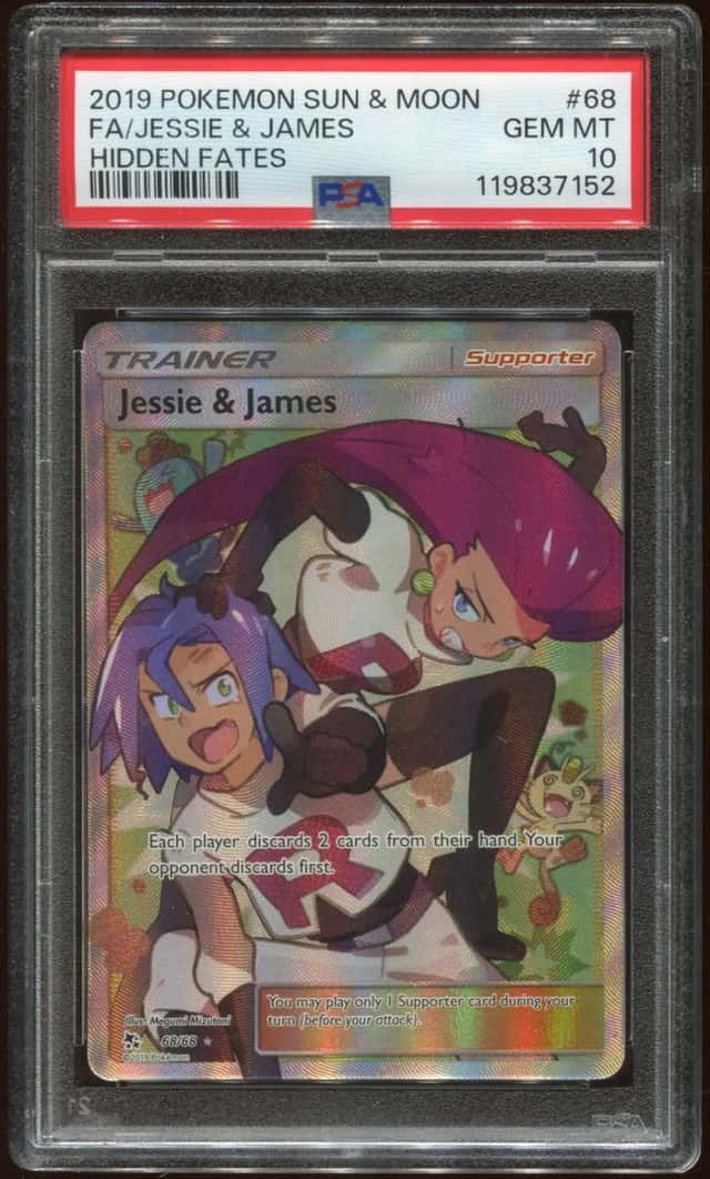 2018 POKEMON TCG SUN & MOON HIDDEN FATES JESSIE & JAMES #68/68 FULL PSA 10 E10