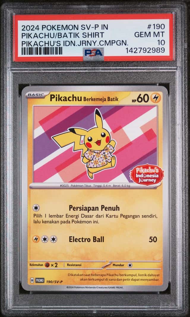 PSA 10 2024 Pokemon TCG SV-P Indonesian Pikachu Berkemaja Batik Promo #190