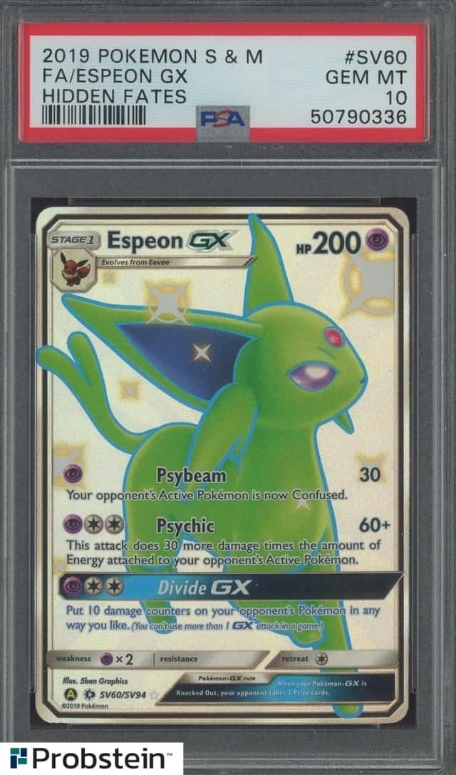 2019 Pokemon Sun & Moon Hidden Fates #SV60 FA Espeon GX PSA 10 GEM MINT