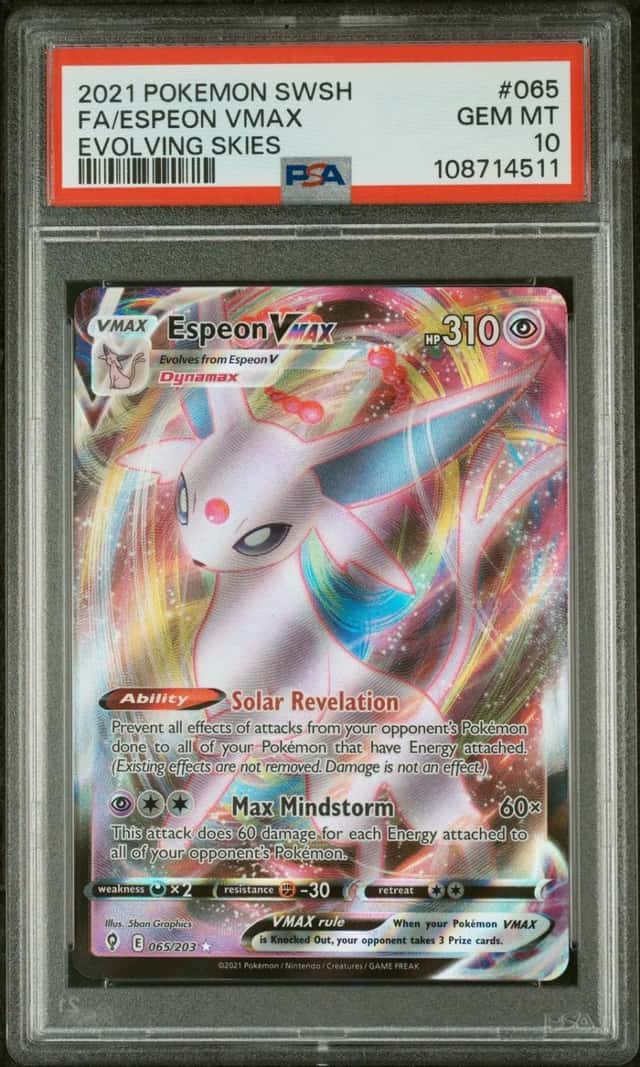 2021 POKEMON SWORD & SHIELD EVOLVING SKIES #065 FULL ART/ESPEON VMAX PSA 10