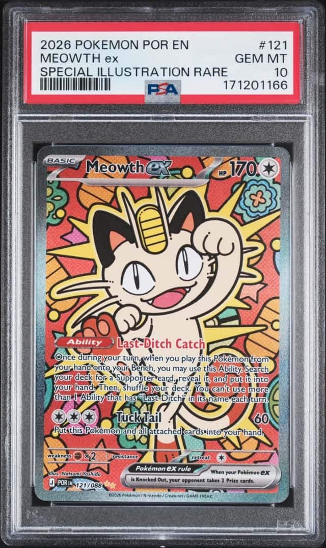 2026 POKEMON POR EN-PERFECT ORDER SPECIAL ILLUSTRATION RARE MEOWTH EX PSA 10