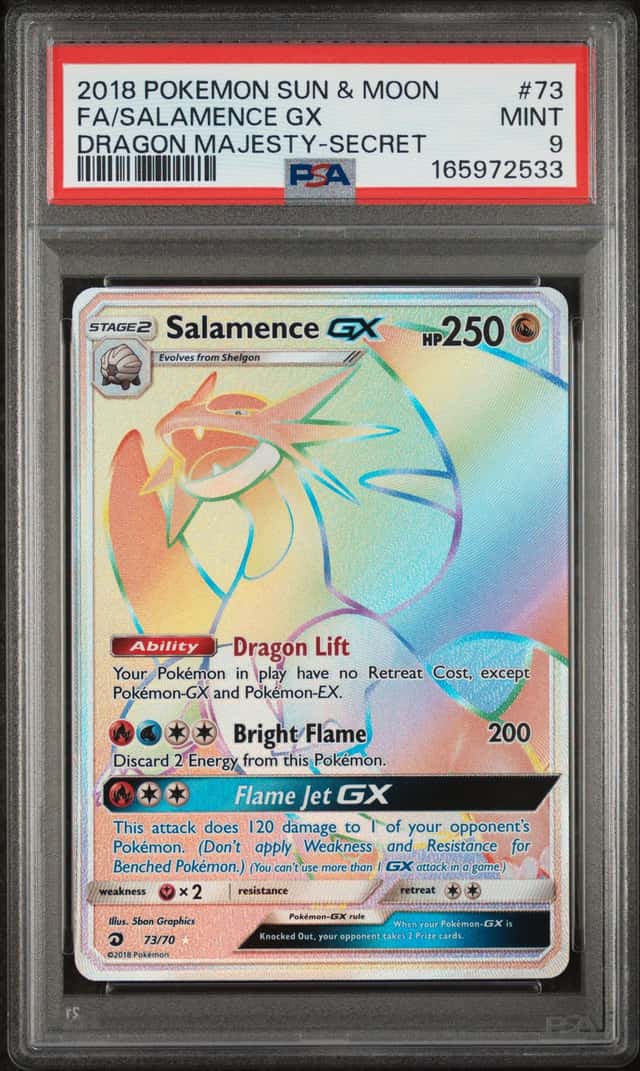 2018 Pokemon Sun & Moon Dragon Majesty Salamence #73/70 PSA 9