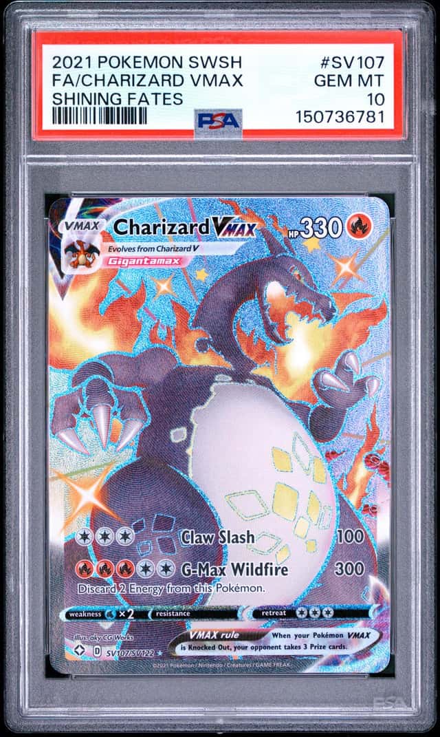 2021 Pokemon SWSH Shining Fates Charizard VMAX Shiny Vault #SV107/SV122 PSA 10
