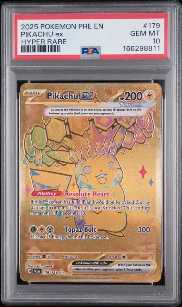 2025 POKEMON PRE EN-PRISMATIC EVOLUTIONS HYPER RARE #179 PIKACHU EX PSA 10