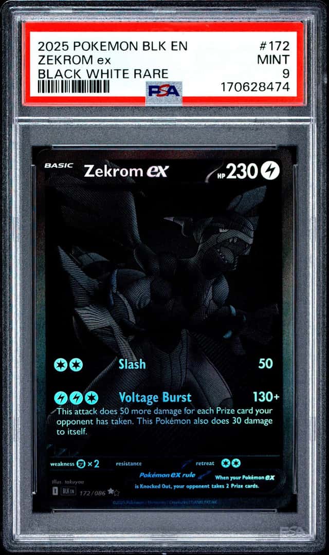 2025 POKEMON BLK EN-BLACK BOLT BLACK WHITE RARE #172 ZEKROM EX PSA 9