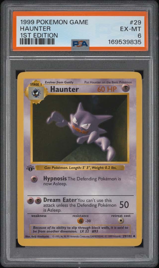 1999 POKEMON BASE SET 1ST EDITION #29 HAUNTER PSA 6