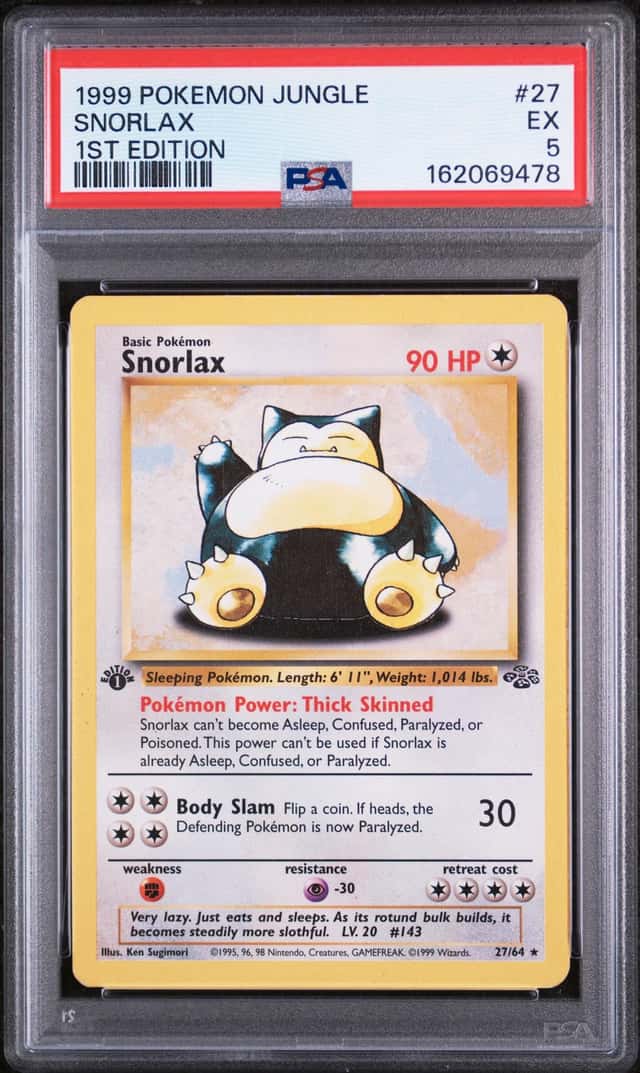 1999 Pokémon Jungle #27 Snorlax 1st Edition PSA 5