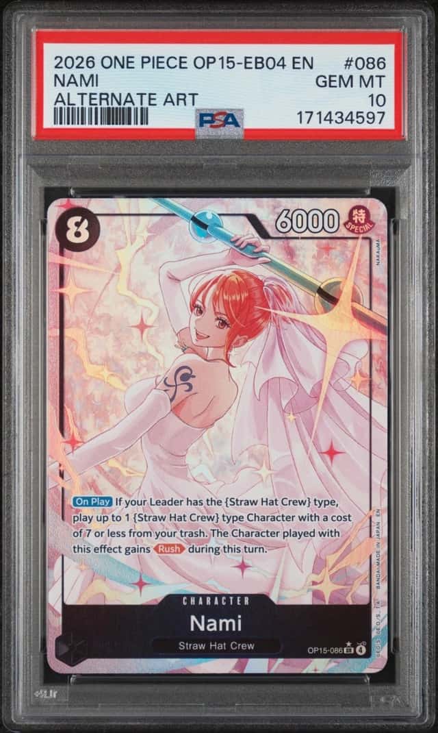 2026 ONE PIECE OP15-EB04-ADVENTURE ON KAMI'S ISLAND ALTERNATE ART NAMI PSA 10