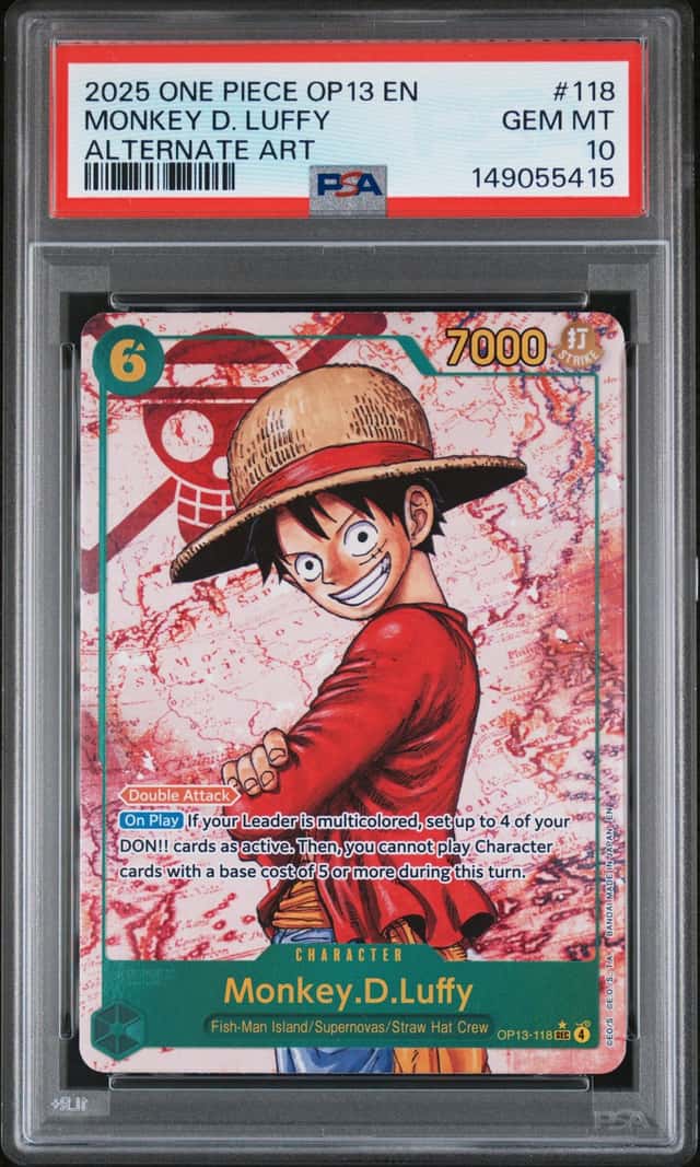 2025 One Piece OP13 EN #118 Monkey D. Luffy Alternate Art GEM MT PSA 10