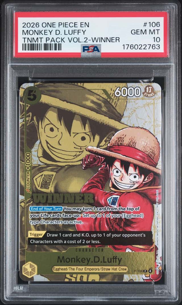 2026 One Piece Tournament Pack V2 Winner Monkey D Luffy #P-106 PSA 10 GEM MINT
