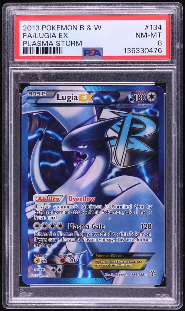 2012 Pokemon Black & White Plasma Storm Full Art Lugia EX #134 PSA 8 NM-MT
