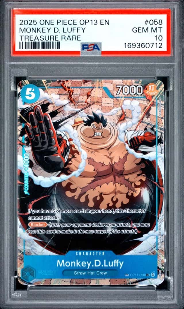 2025 ONE PIECE OP13-CARRYING ON HIS WILL TREASURE RARE MONKEY D. LUFFY PSA 10