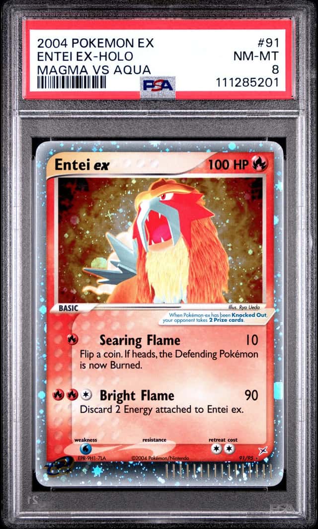 2004 Pokemon EX Team Magma VS Team Aqua Holo Entei EX #91 PSA 8 NM-MT