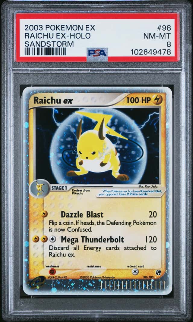 2003 Pokemon EX Sandstorm Holo Raichu EX #98 PSA 8 NM-MT