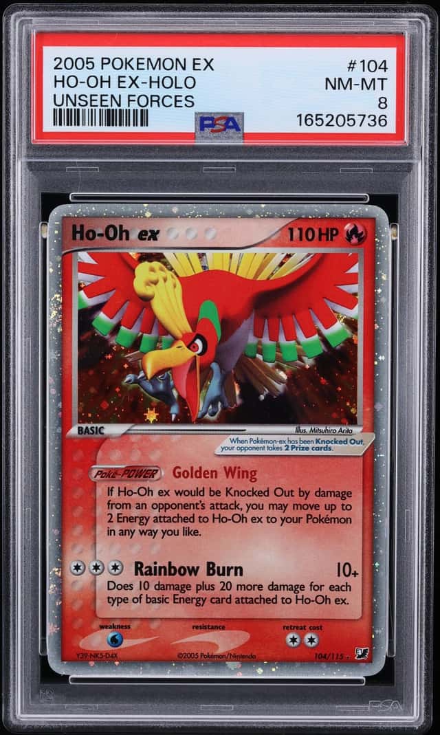 2005 Pokemon EX Unseen Forces Holo Ho-Oh Ex #104 PSA 8 NM-MT
