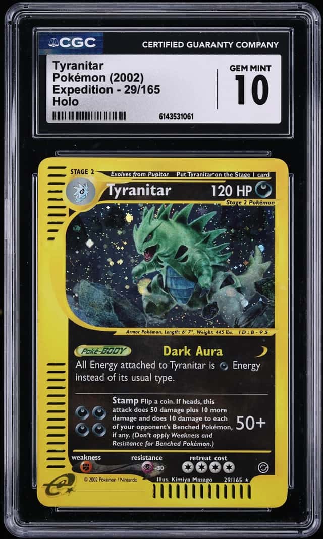2002 Pokemon Expedition Holo Tyranitar #29 CGC 10 GEM MINT