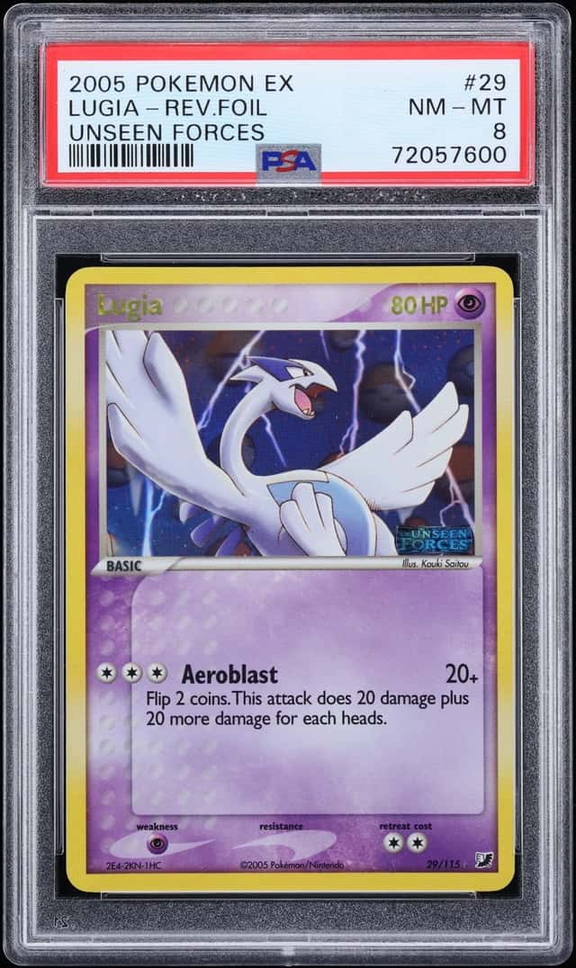 2005 Pokemon EX Unseen Forces Reverse Holo Lugia #29 PSA 8 NM-MT