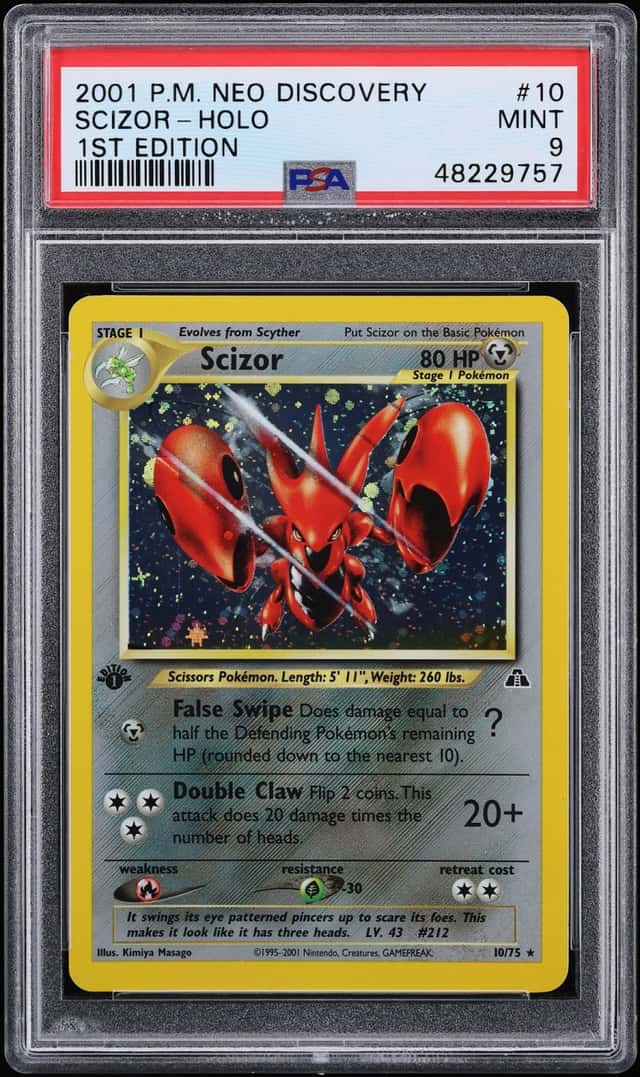 2001 Pokemon Neo Discovery 1st Edition Holo Scizor #10 PSA 9 MINT