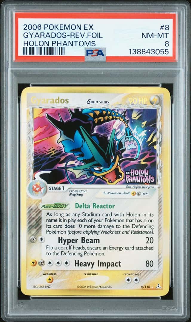 2006 Pokemon EX Holon Phantoms Reverse Holo Gyarados #8 PSA 8 NM-MT