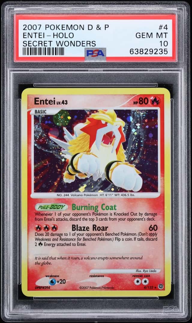 2007 Pokemon Diamond & Pearl Secret Wonders Holo Entei #4 PSA 10 GEM MINT