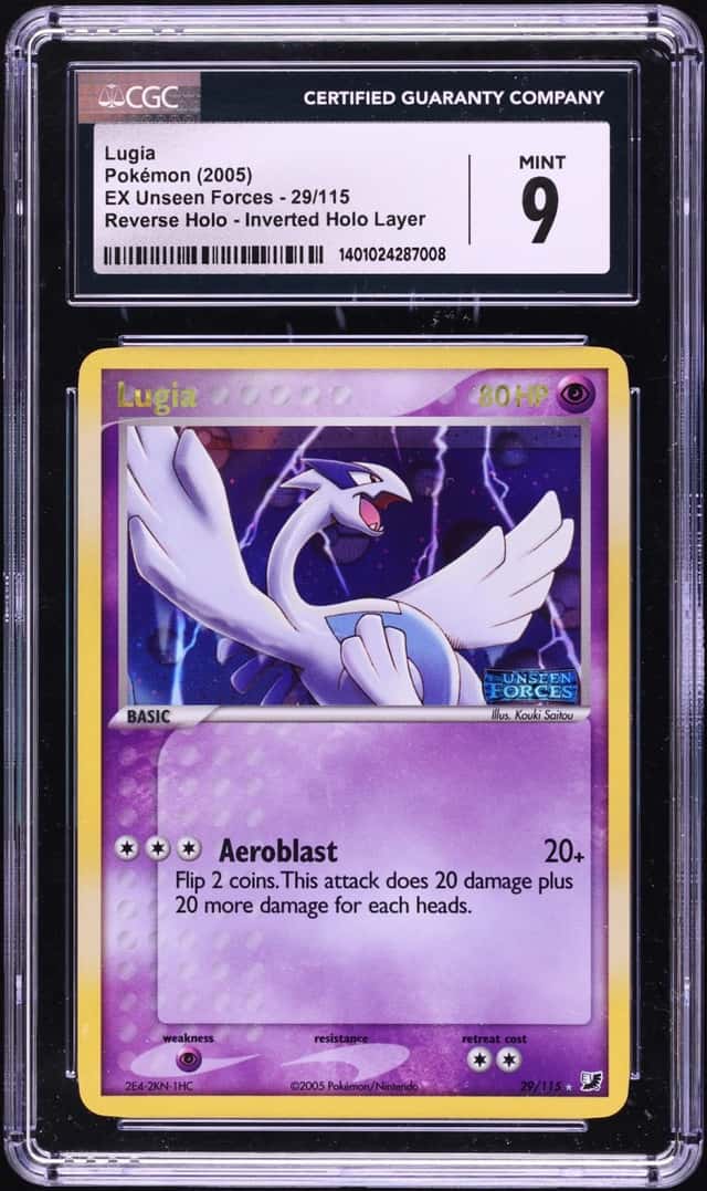 2005 Pokemon EX Unseen Forces Inverted Layer Error Reverse Holo Lugia #29 CGC 9 MINT