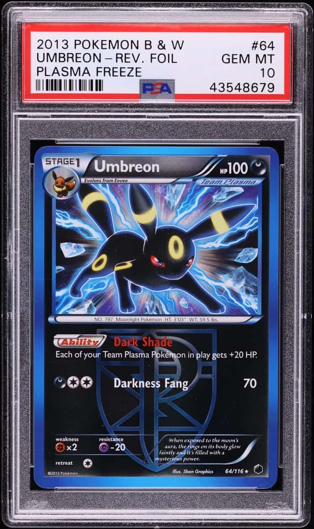 2013 Pokemon Black & White Plasma Freeze Reverse Holo Umbreon #64 PSA 10 GEM MINT