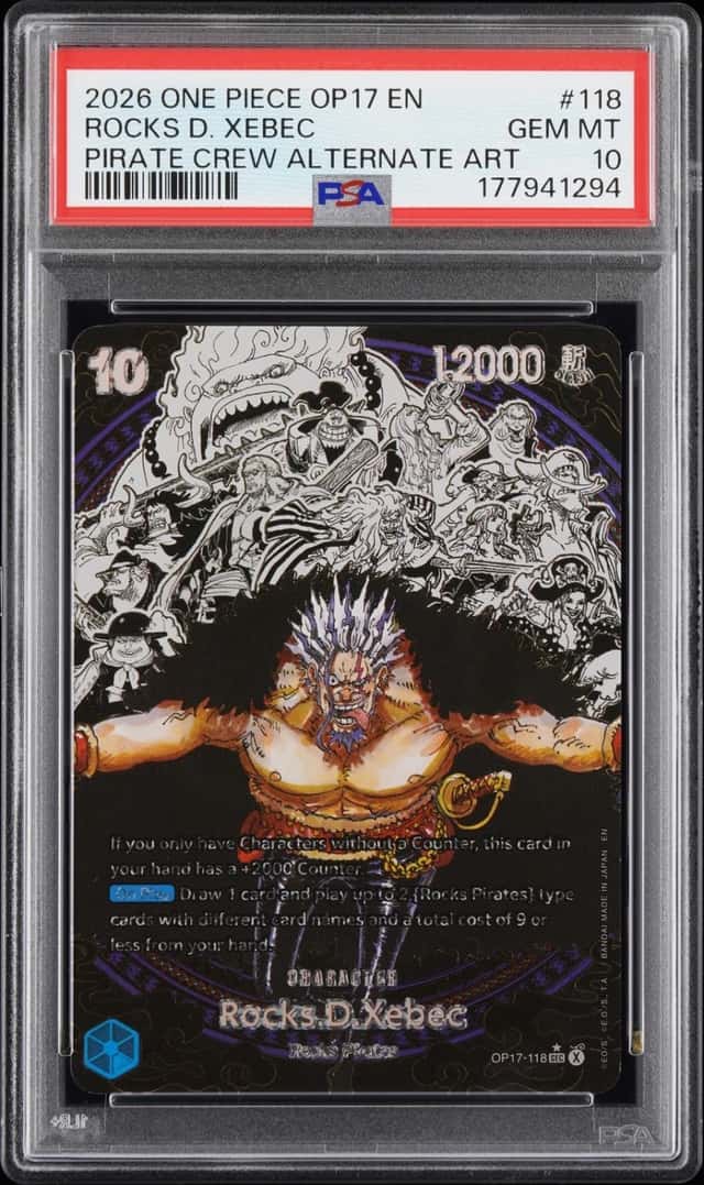2026 ONE PIECE OP17-THE WORLD'S STRONGEST WARRIORS #118 ROCKS D. XEBEC PSA 10