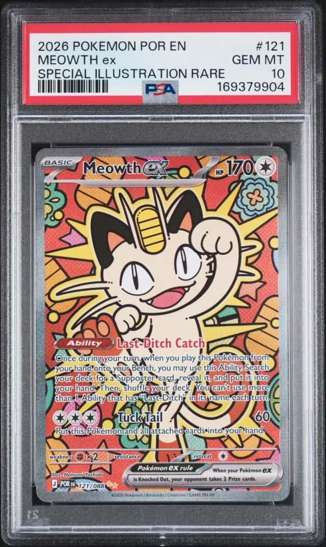 2026 POKEMON POR EN-PERFECT ORDER SPECIAL ILLUSTRATION RARE MEOWTH EX PSA 10