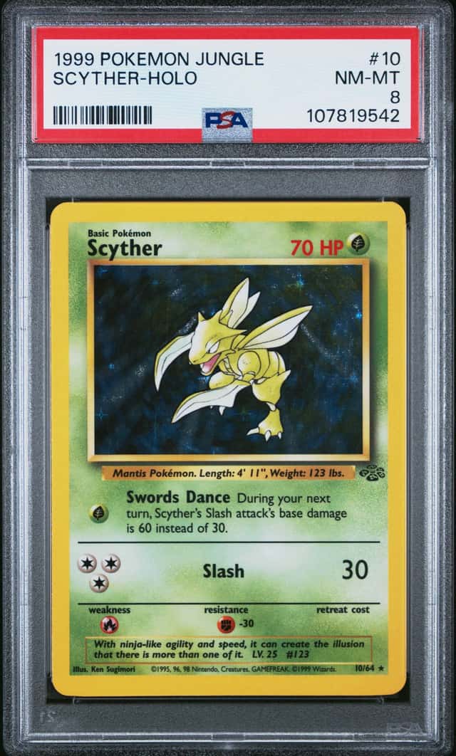 1999 Pokemon Jungle Scyther Holo #10/64 PSA 8