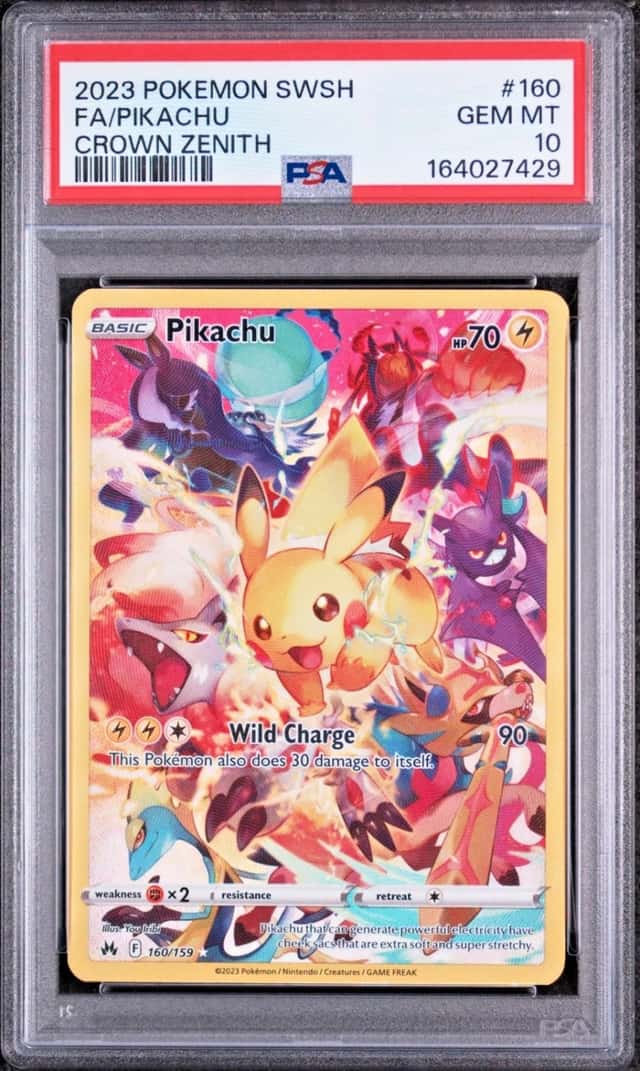 2023 POKEMON FA/PIKACHU CROWN ZENITH SWORD AND SHIELD #160 PSA 10