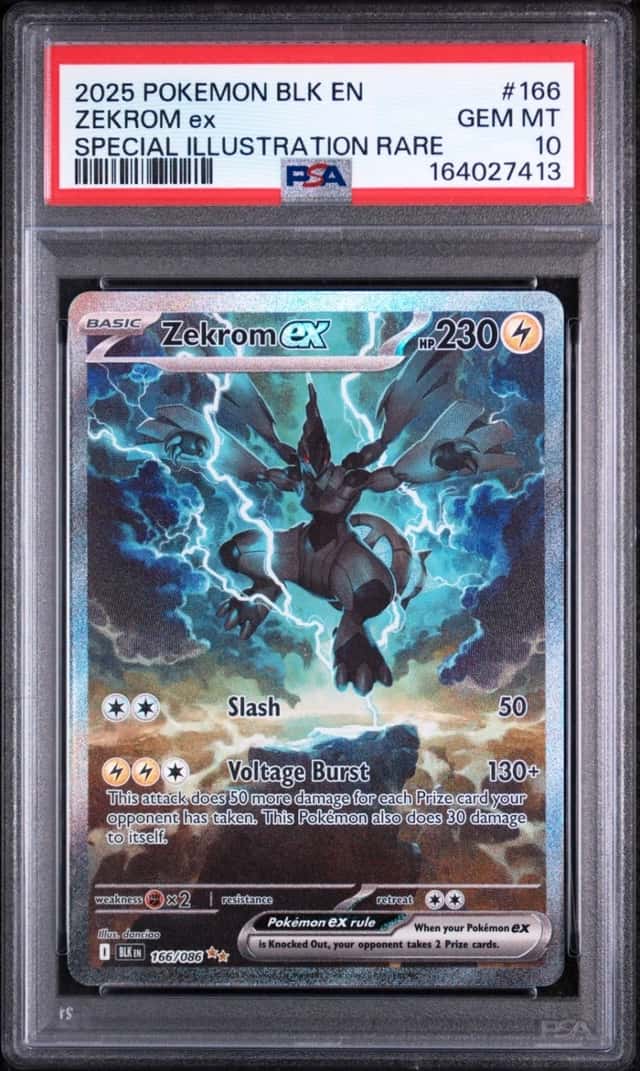 2025 POKEMON ZEKROM ex SPECIAL ILLUSTRATION RARE EN-BLACK BOLT #166 PSA 10