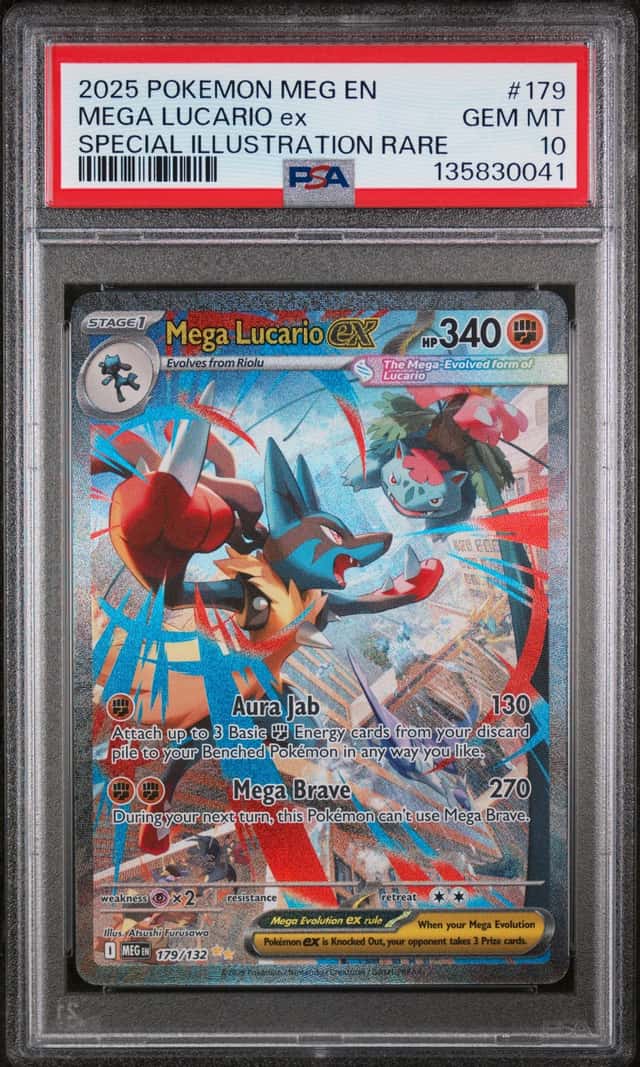 PSA 10- 2025 POKEMON MEG EN-MEGA EVOLUTION #179 MEGA LUCARIO EX