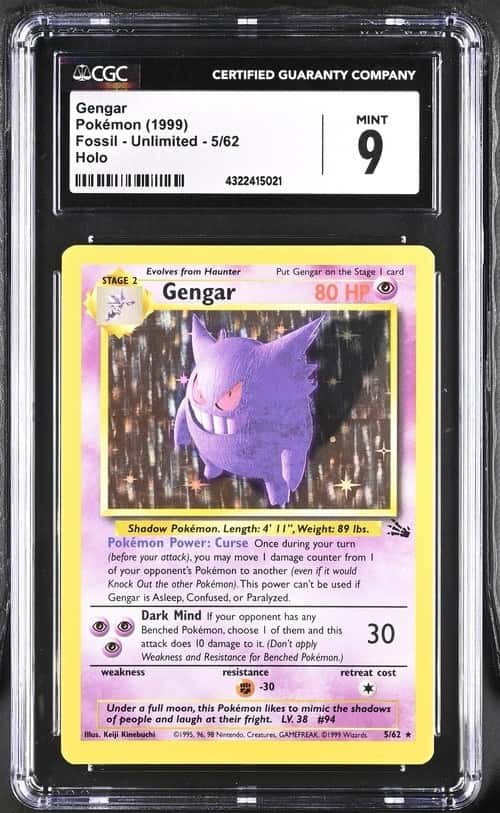 Pokemon Gengar Fossil Unlimited 5/62 Holo CGC 9 Mint