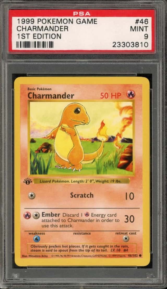 Pokemon Charmander 46/102 Base Set Shadowless 1st Edition PSA 9 Mint