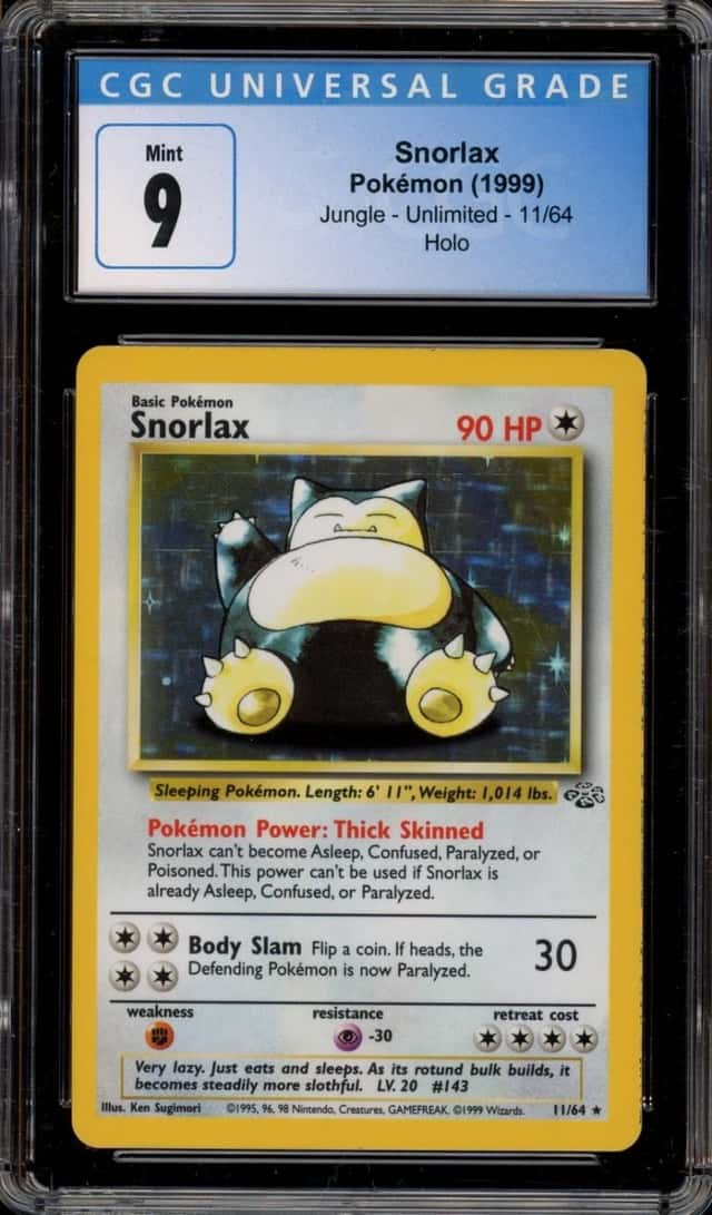 Pokemon Snorlax Jungle Unlimited 11/64 Holo CGC 9 Mint
