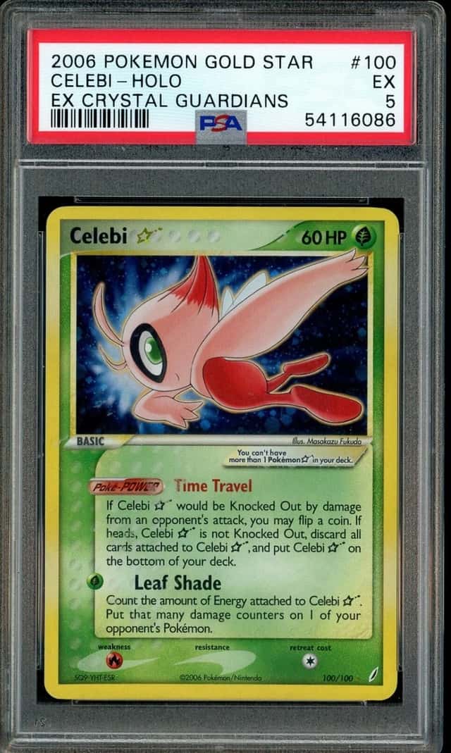 2006 Pokemon Gold Star Ex Crystal Guardians Gold Star #100 Celebi Holo PSA 5 EX