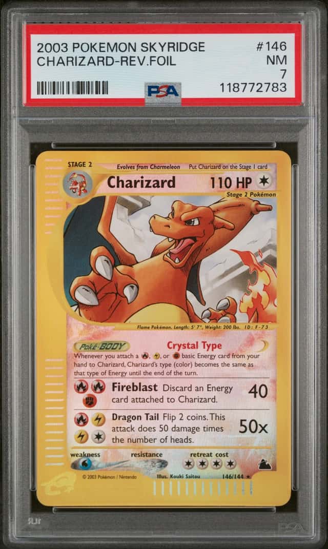 2003 POKEMON SKYRIDGE #146 CHARIZARD-REVERSE HOLO FOIL PSA 7 NM