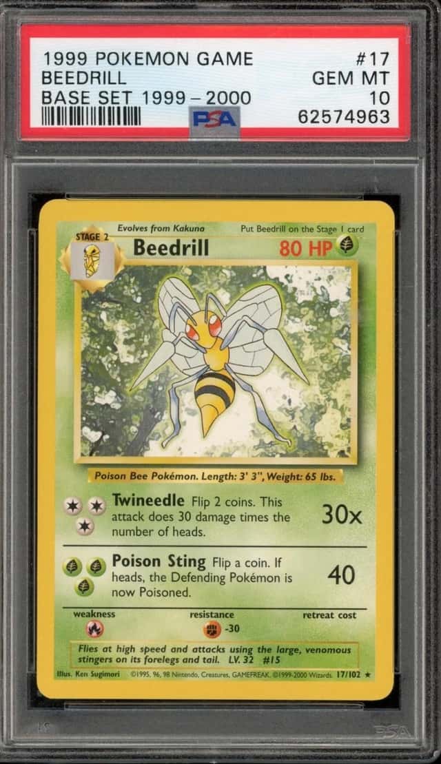 Pokemon Beedrill Base Set "4th Print" 17/102 1999-2000 Copyright PSA 10 Gem Mint
