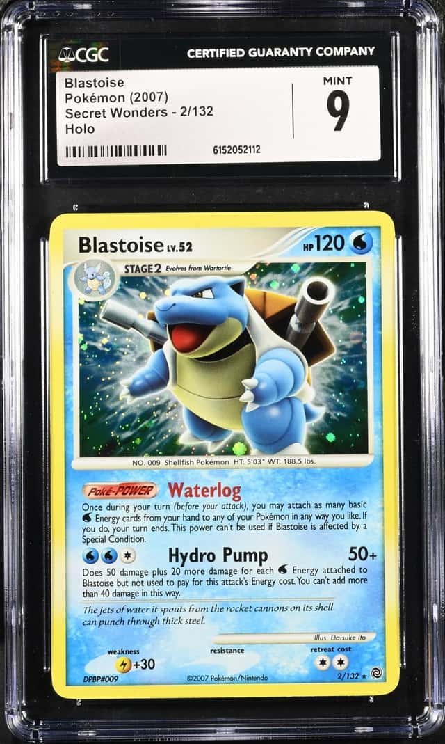Pokemon CGC 9 Blastoise Holo 2007 2/132 DPBP#009 Secret Wonders English