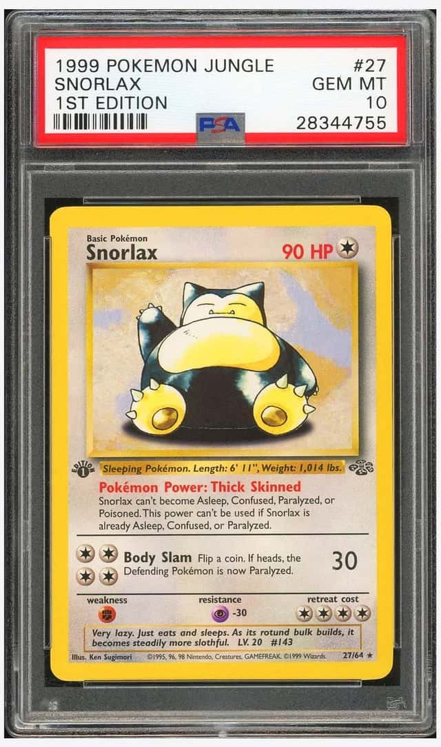 Pokemon PSA 10 Snorlax Rare 1999 27/64 Jungle 1ST ED. English